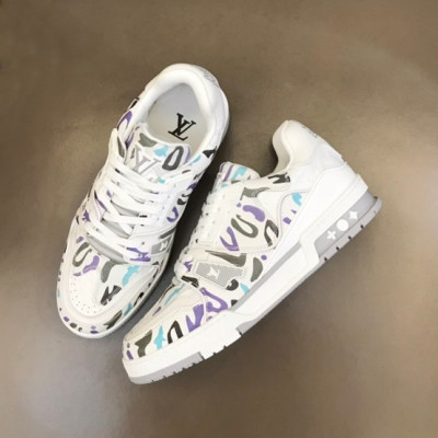 루이비통 남성 화이트 스니커즈 - Louis vuitton Mens White Sneakers - lv741x