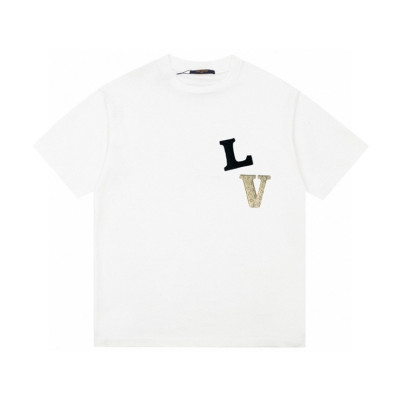 루이비통 남성 화이트 크루넥 반팔티 - Louis vuitton Mens White Short sleeved Tshirts - lv766x