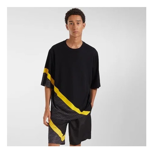 펜디 남성 블랙 크루넥 반팔티 - Fendi Mens Black Short sleeved Tshirts - fe97x