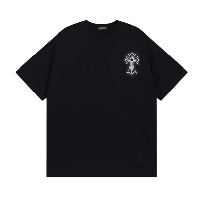 크롬하츠 남성 블랙 크루넥 반팔티 - Chrom Hearts Mens Black Short sleeved Tshirts - ch116x