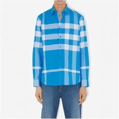 버버리 남성 베이직 블루 셔츠 - Burberry Mens Blue Tshirts - bu155x