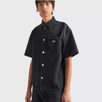 프라다 남성 블랙 폴로 반팔티 - Prada Mens Black Short sleeved Tshirts - pr411x