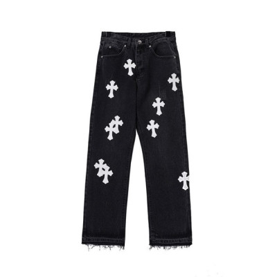 크롬하츠 남성 트렌디 블랙 청바지 - Chrom Hearts Mens Black Jeans - ch119x