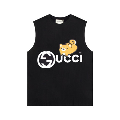 구찌 남성 블랙 크루넥 나시 - Gucci Mens Black Sleeveless Shirts - gu612x