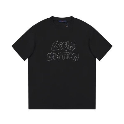 루이비통 남성 블랙 크루넥 반팔티 - Louis vuitton Mens Black Short sleeved Tshirts - lv836x