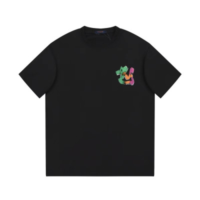 루이비통 남성 블랙 크루넥 반팔티 - Louis vuitton Mens Black Short sleeved Tshirts - lv840x