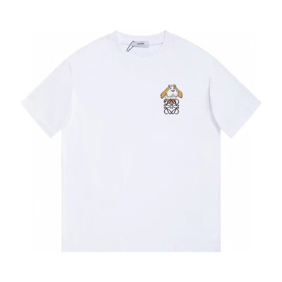 2023 로에베 남/녀 이니셜 화이트 반팔티 - Loewe Unisex White Short sleeved Tshirts - loe715x