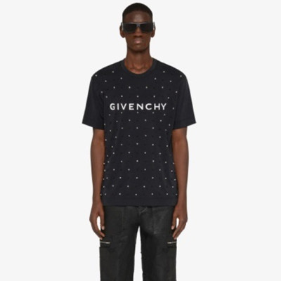 지방시 남성 크루넥 블랙 반팔티 - Givenchy Mens Black Short Sleeved Tshirts - gi238x