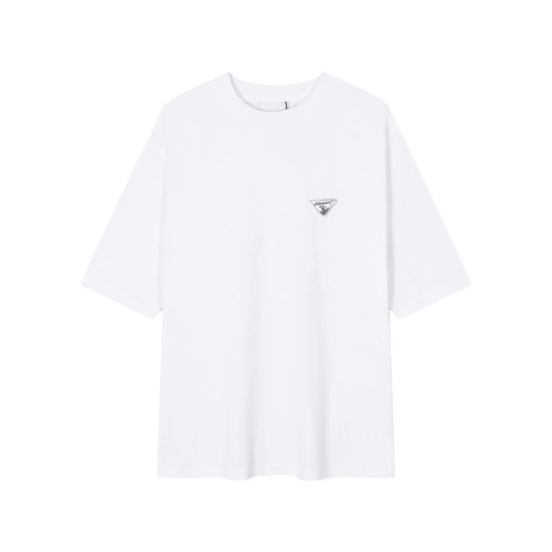 프라다 남성 크루넥 화이트 반팔티 - Prada Mens White Short sleeved T-shirts - pr451x