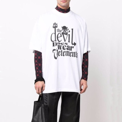 베트멍 남/녀 트렌디 화이트 반팔티 - Vetements Unisex White Tshirts - vet340x