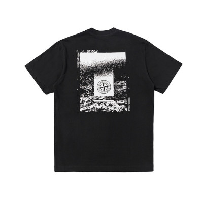 스톤아일랜드 남성 블랙 크루넥 반팔티 - Stone Island Mens Black Tshirts - st61x