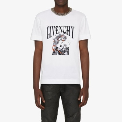 지방시 남성 크루넥 화이트 반팔티 - Givenchy Mens White Short Sleeved Tshirts - gi238x