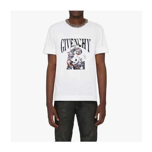 지방시 남성 크루넥 화이트 반팔티 - Givenchy Mens White Short Sleeved Tshirts - gi238x
