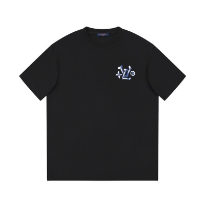 루이비통 남성 블랙 크루넥 반팔티 - Louis vuitton Mens Black Short sleeved Tshirts - lv870x