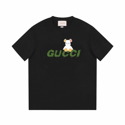 구찌 남/녀 블랙 크루넥 반팔티 - Gucci Unisex Black Short sleeved Tshirts - gu651x