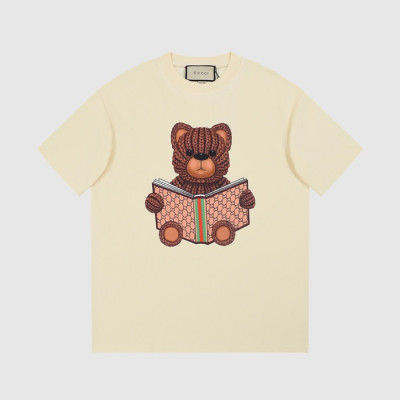 구찌 남/녀 아이보리 크루넥 반팔티 - Gucci Unisex Ivory Short sleeved Tshirts - gu652x