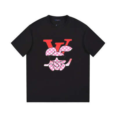 루이비통 남성 블랙 크루넥 반팔티 - Louis vuitton Mens Black Short sleeved Tshirts - lv876x