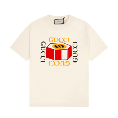 구찌 남/녀 아이보리 크루넥 반팔티 - Gucci Unisex Ivory Short sleeved Tshirts - gu656x