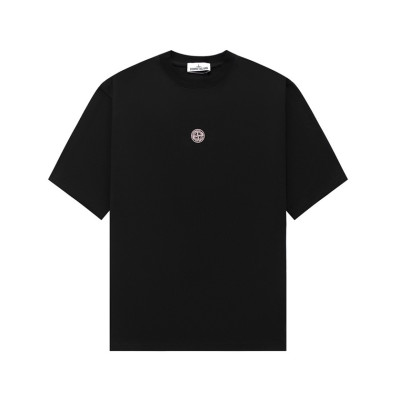 스톤아일랜드 남성 블랙 크루넥 반팔티 - Stone Island Mens Black Tshirts - st67x