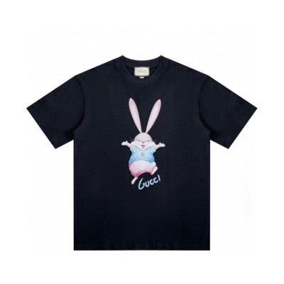 구찌 남/녀 블랙 크루넥 반팔티 - Gucci Unisex Black Short sleeved Tshirts - gu659x