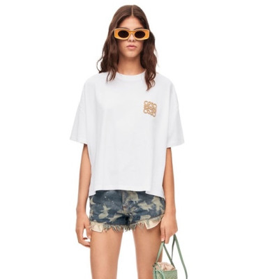 로에베 여성 이니셜 화이트 반팔티 - Loewe Womens White Short sleeved Tshirts - loe720x