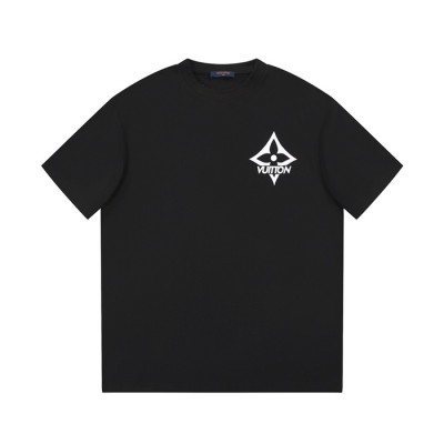 루이비통 남성 블랙 크루넥 반팔티 - Louis vuitton Mens Black Short sleeved Tshirts - lv890x