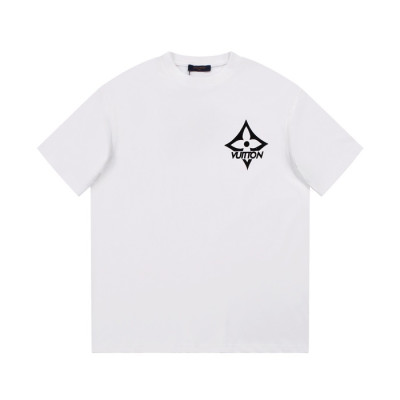 루이비통 남성 화이트 크루넥 반팔티 - Louis vuitton Mens White Short sleeved Tshirts - lv891x