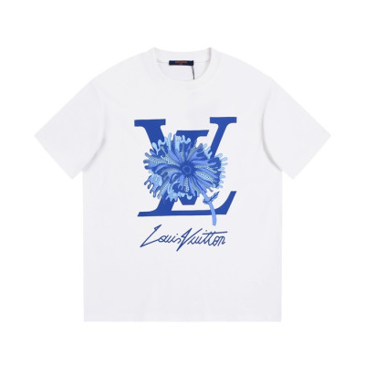 루이비통 남성 화이트 크루넥 반팔티 - Louis vuitton Mens White Short sleeved Tshirts - lv898x