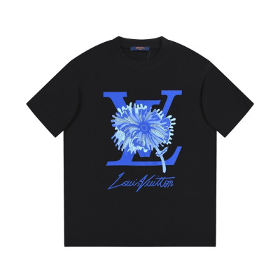 루이비통 남성 블랙 크루넥 반팔티 - Louis vuitton Mens Black Short sleeved Tshirts - lv899x