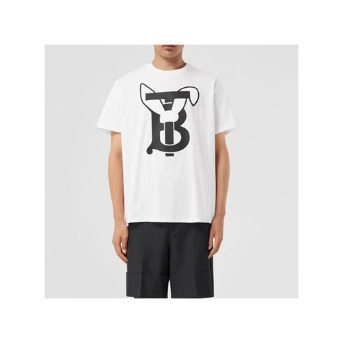 버버리 남성 화이트 크루넥 반팔티 - Burberry Mens White Short Sleeved Tshirts - bu171x