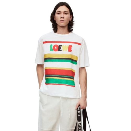 로에베 여성 이니셜 화이트 반팔티 - Loewe Womens White Short sleeved Tshirt - loe722x