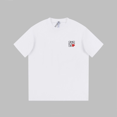 로에베 남/녀 이니셜 화이트 반팔티 - Loewe Unisex White Short sleeved Tshirts - loe723x