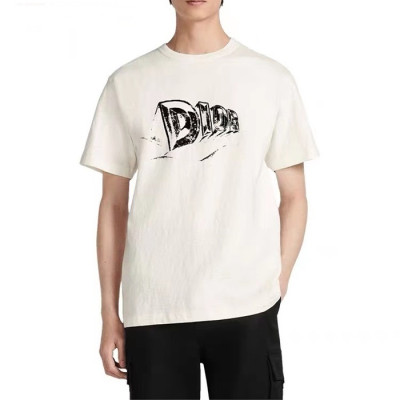 디올 남성 화이트 크루넥 반팔티 - Dior Mens White Short sleeved Tshirts - di462x