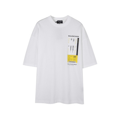 발렌시아가 남성 화이트 크루넥 반팔티 - Balenciaga Mens White Short sleeved Tshirts - ba373x