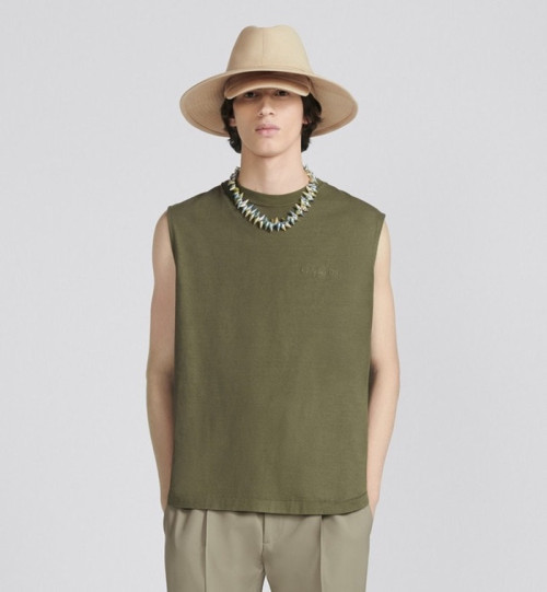디올 남성 카키 크루넥 나시 - Dior Mens Khaki Short sleeved Tshirts - di463x