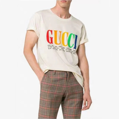 구찌 남/녀 화이트 크루넥 반팔티 - Gucci Unisex White Short sleeved Tshirts - gu681x