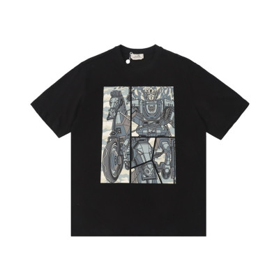 에르메스 남성 블랙 크루넥 반팔티 - Hermes Mens Black Short sleeved Tshirts - he171x