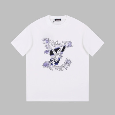 루이비통 남성 화이트 크루넥 반팔티 - Louis vuitton Mens White Short sleeved Tshirts - lv953x