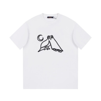 루이비통 남성 화이트 크루넥 반팔티 - Louis vuitton Mens White Short sleeved Tshirts - lv958x