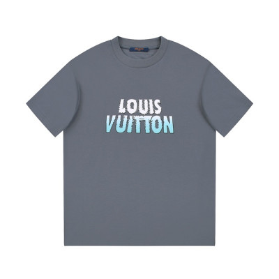 루이비통 남성 그레이 크루넥 반팔티 - Louis vuitton Mens Gray Short sleeved Tshirts - lv962x