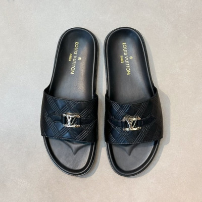 루이비통 남성 블랙 슬리퍼 - Louis vuitton Mens Black Slippers - lv996x