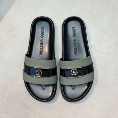 루이비통 남성 카키탭 슬리퍼 - Louis vuitton Mens Khaki Tap Slippers - lv1046x