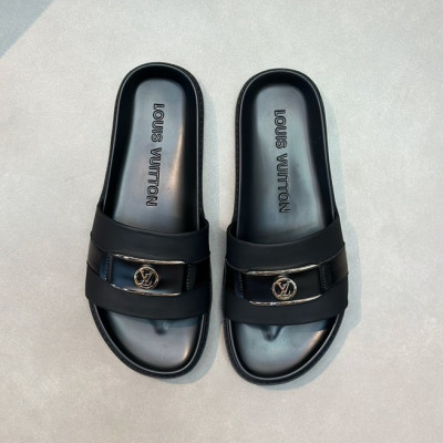 루이비통 남성 블랙탭 슬리퍼 - Louis vuitton Mens Black Tap Slippers - lv1048x