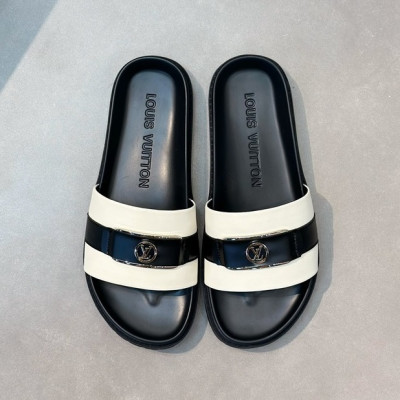 루이비통 남성 화이트탭 슬리퍼 - Louis vuitton Mens White Tap Slippers - lv1050x