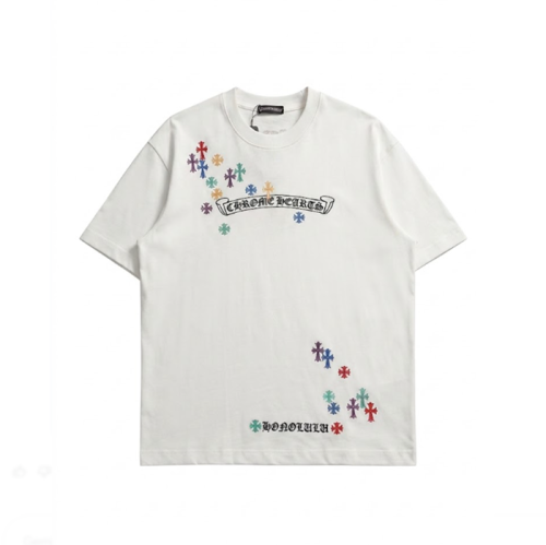 크롬하츠 남성 화이트 크루넥 반팔티 - Chrom Hearts Mens White Short sleeved Tshirts - ch147x