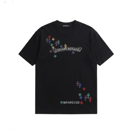 크롬하츠 남성 블랙 크루넥 반팔티 - Chrom Hearts Mens Black Short sleeved Tshirts - ch148x