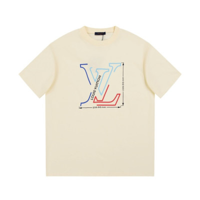 루이비통 남성 아이보리 크루넥 반팔티 - Louis vuitton Mens Ivory Short sleeved Tshirts - lv1062x