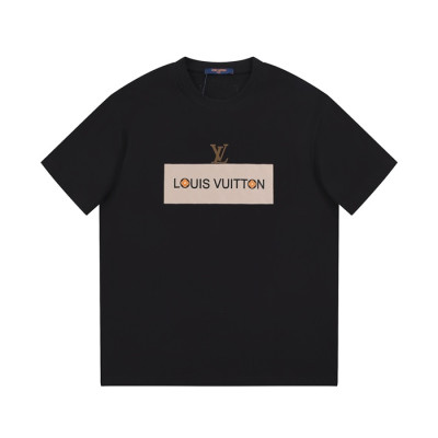 루이비통 남성 블랙 크루넥 반팔티 - Louis vuitton Mens Black Short sleeved Tshirts - lv1068x