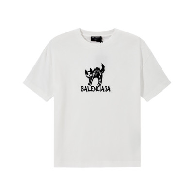 발렌시아가 남성 화이트 크루넥 반팔티 - Balenciaga Mens White Short sleeved Tshirts - ba420x