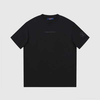 루이비통 남성 블랙 크루넥 반팔티 - Louis vuitton Mens Black Short sleeved Tshirts - lv1074x